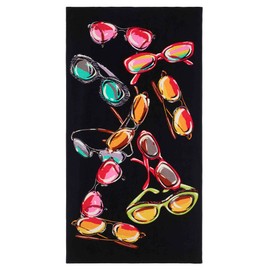 Nicole Miller - Beach Towel, Soft & Absorbent Cotton Sheared Velour, Printed Beach Accessories, Dorm Room Essentials (Colorful Shades, 36" x 68")