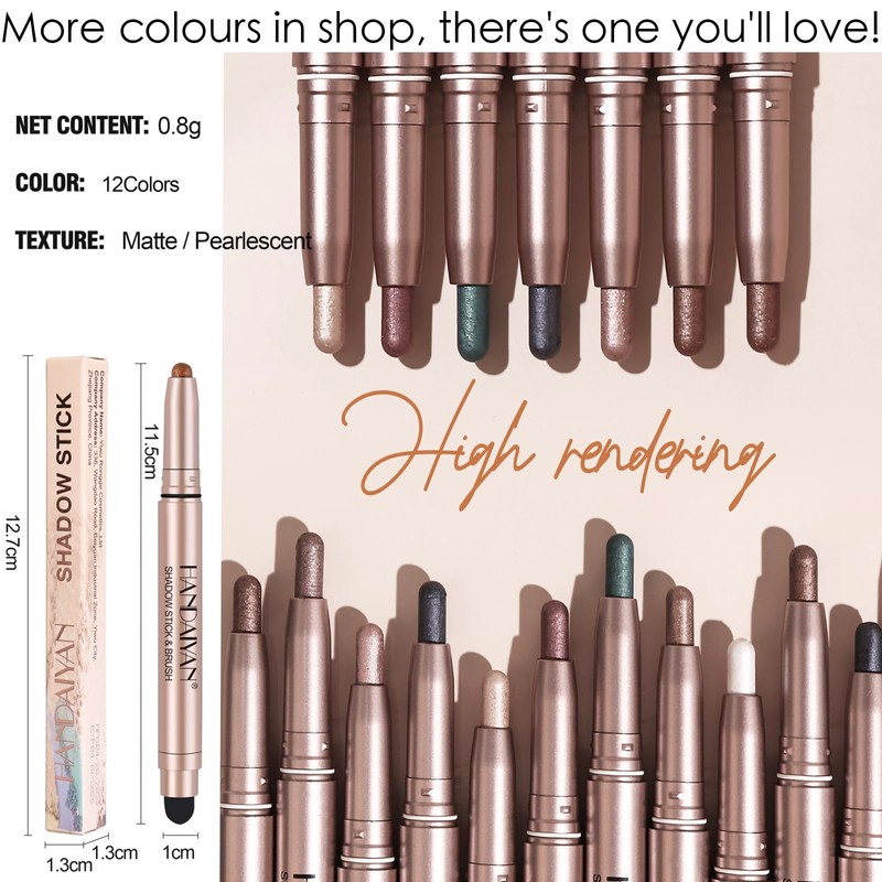 Black Eyeshadow Stick, Metallic Glitter Eye Shadow Crayon Pen Eyeshadows