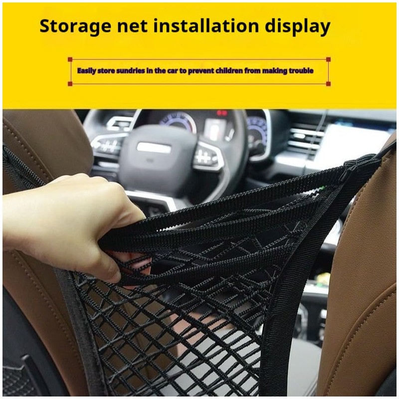 3-Layer Triple Car Mesh Organizer Pockets Pockets Between Seats Stretchy