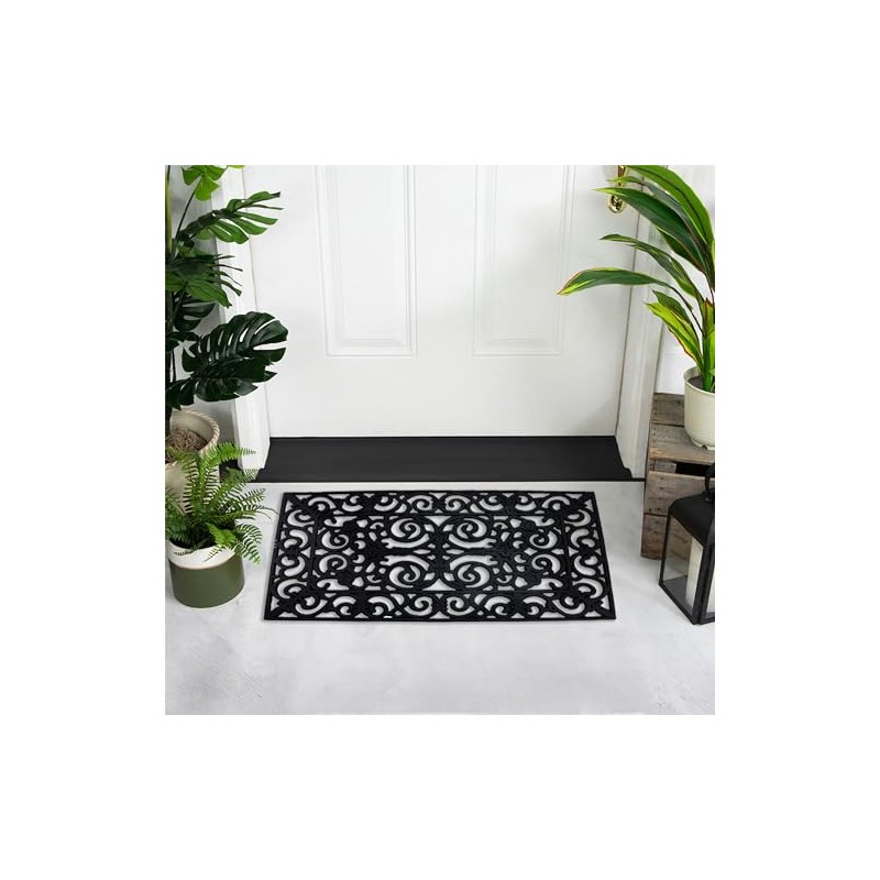 Northlight Scroll Design with Open Back Rectangular Welcome Door Mat