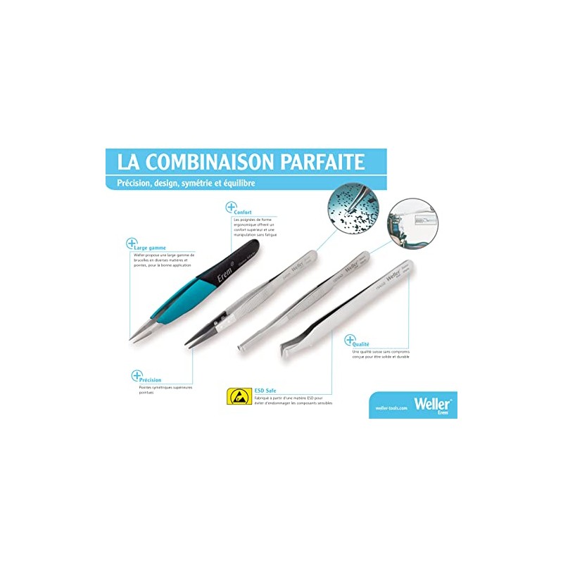 Weller Erem 3SA Precision Tweezers with Fine Tips for Working