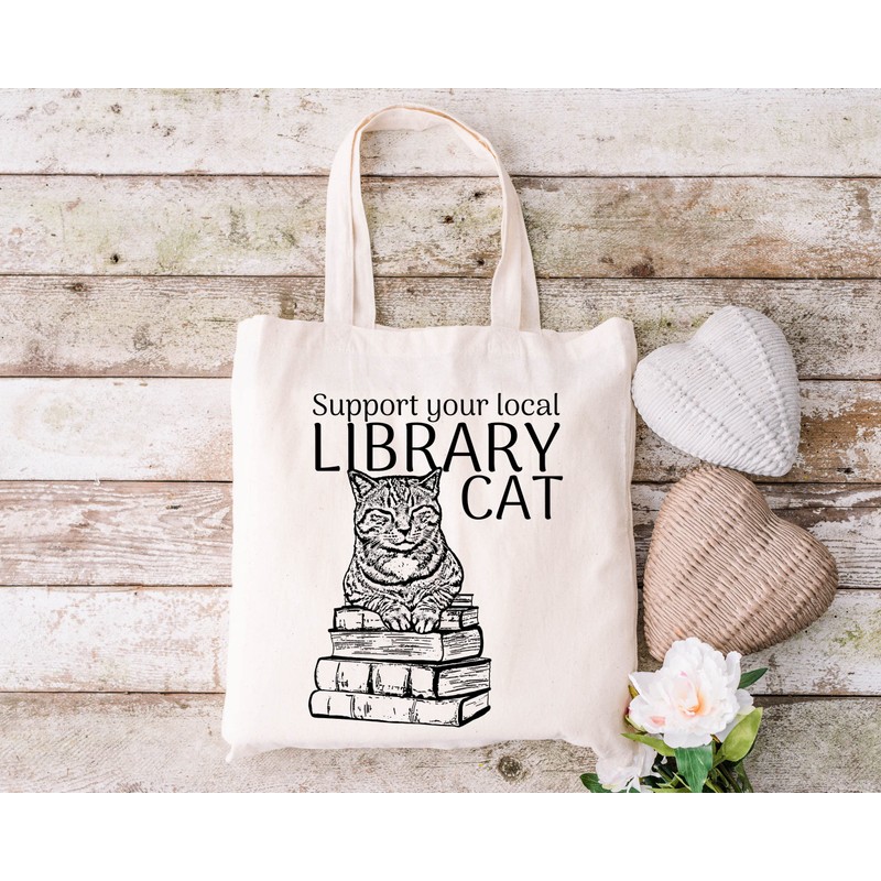 Pet Studio Art Cat Tote Bag, Library Cat, Large