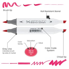 Artfinity Sketch Marker Sets - Set of 3 - Pale Pink RV2-0, Vibrant, Professional, Dye-Based Alcohol Markers for Artists, Drawing, Travel, & More