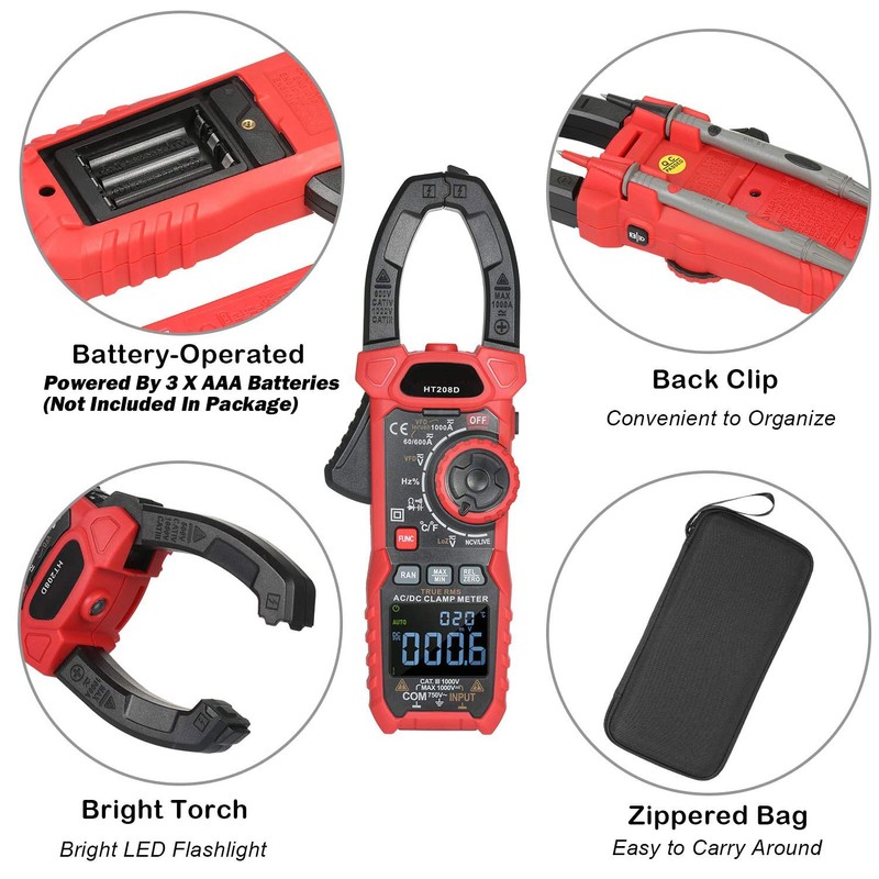 Intendvision Inrush Clamp Meter 1000A True RMS AC/DC Current Amp