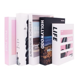 5 Pcs Designer Faux Books for Decoration,Pink Decorative Books for Home Decor,Fake Books Set for Decoration,Coffee Table Decor Books for Living Room,Bookshelf Decor (Pink Black 4)