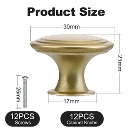 TsunNee 12pcs Vintage Style Chic Drawer Knobs Antique Brass Kitchen Cabinet Handles 30mm Round Furniture Door Knobs
