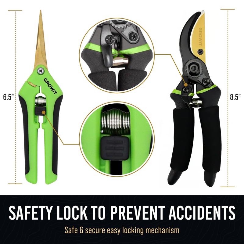 8.5" Professional Bypass Pruning Shears & Gardening Scissors Set -