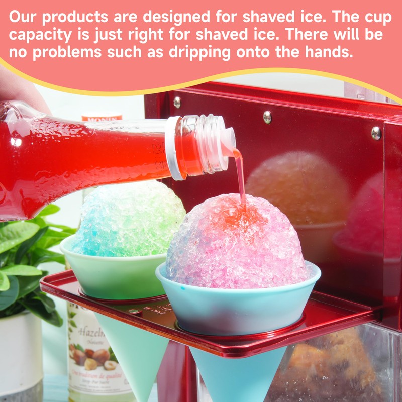 LUVCOSY 8-Pack Reusable Plastic Snow Cone Cups, Compatible with Nostalgia
