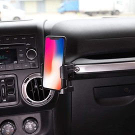 Hooke Road Multi-Function Drink Cup Phone Holder, Bolt-on Stand Bracket Organizer for 2011-2018 Jeep Wrangler JK Rubicon Sahara Sport 2/4 Doors