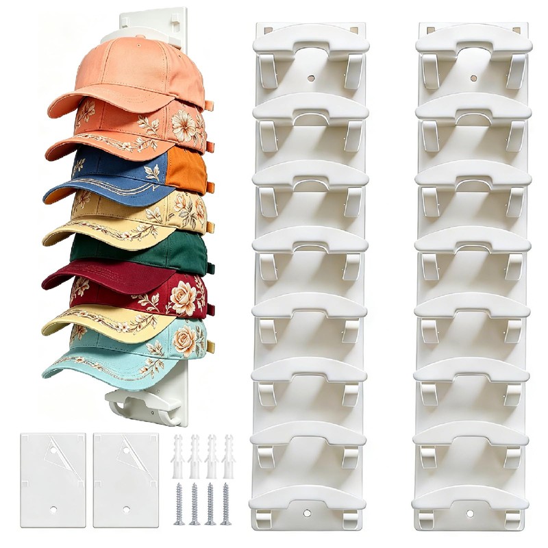 2 Pack Baseball Cap Hat Organizer(White)