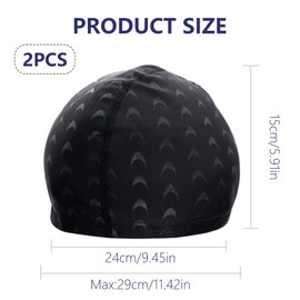 Fabric Swim Cap for Men Women 2Pcs Breathable Swimming Hat High Elasticity Swim Hat Shark Skin Caps Soft Quick Dry Long Short Hair Protection for Swimming Pools or Open Water Unisex Adult Black