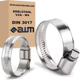 Hose Clamps Stainless Steel V2A W4 Premium Quality DIN 3017 Hose Clamps Pipe Clamps (10, 60-80 mm)