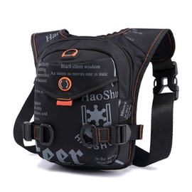 FANDARE Thigh Drop Leg Bag for Men Women with Leg Strap Waist Fanny Pack Bumbags Sling bag Motorcycle Chest Crossbody Cover Pack for Cycling Travel Outdoor Sport Gym Shoulder Bag Black