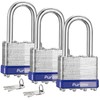 Puroma Lock 3 Pack Padlocks, 1-1/2” Long Shackle Heavy-Duty Locks