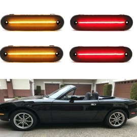 TOTMOX Smoke Lens LED Side Marker Lights for 1990-2005 Miata MX-5 MX5 Amber Front & Red Rear Side MarkersTurn Signal Light(Left+Right), Replace OEM#NA01515EXA MA2550107 MA2551107 8BN1-51-120