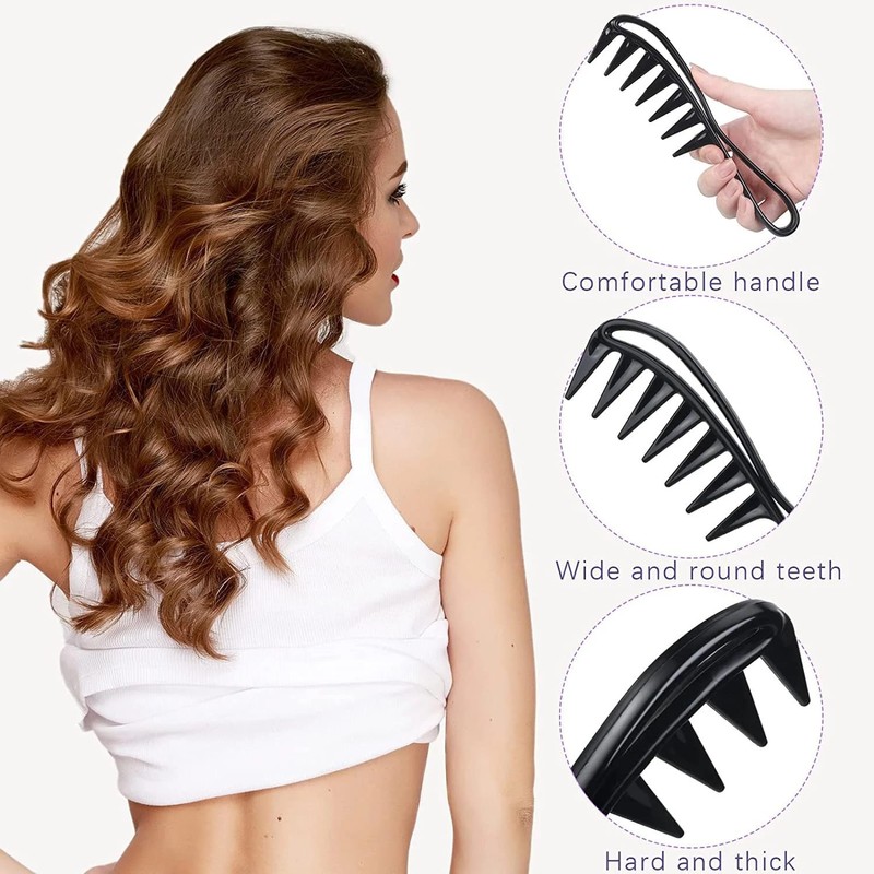 Pack of 2 Shark Tooth Combs, Wide Tooth Combs, Antistatic