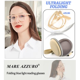 MARE AZZURO Folding Blue Light Blocking Reading Glasses Women Stylish Computer Readers 100 125 150 175 200 225 250 275 300 350 (Coffee, 2.00)