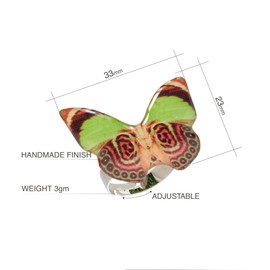 Schön Gartenkollektion Blumen und Schmetterlings Form Statement Ringe Schmuck für Freundin (Stil 17 - Grün)