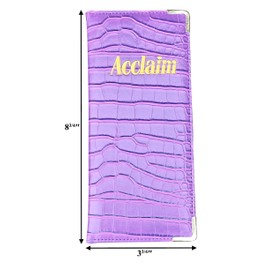 Acclaim Rigid Lawn Bowls Bowling Scorecard Holder Lightly Padded Synthetic Texture Effect 23 cm x 10 cm with Spring Clip & Pen Loop (Purple)