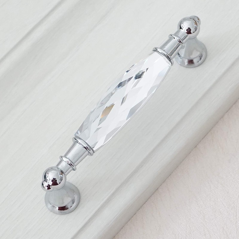 2Pcs MFYS 3.75'' Hole to Hole Clear Pulls Crystal Drawer