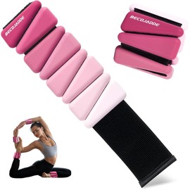 BECOJADDE Ankle Weights Set of 2 (0.45 kg each) for Women Men Weight Cuffs for Legs and Arms Adjustable Wrist Weights for Home Pilates Jogging Walking Workout Yoga Pink