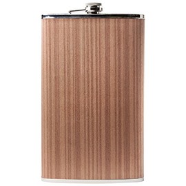 Maxam Jumbo Stainless Steel Flask, Large Drinking Flask, Wood Wrap, 64 Ounce Capacity