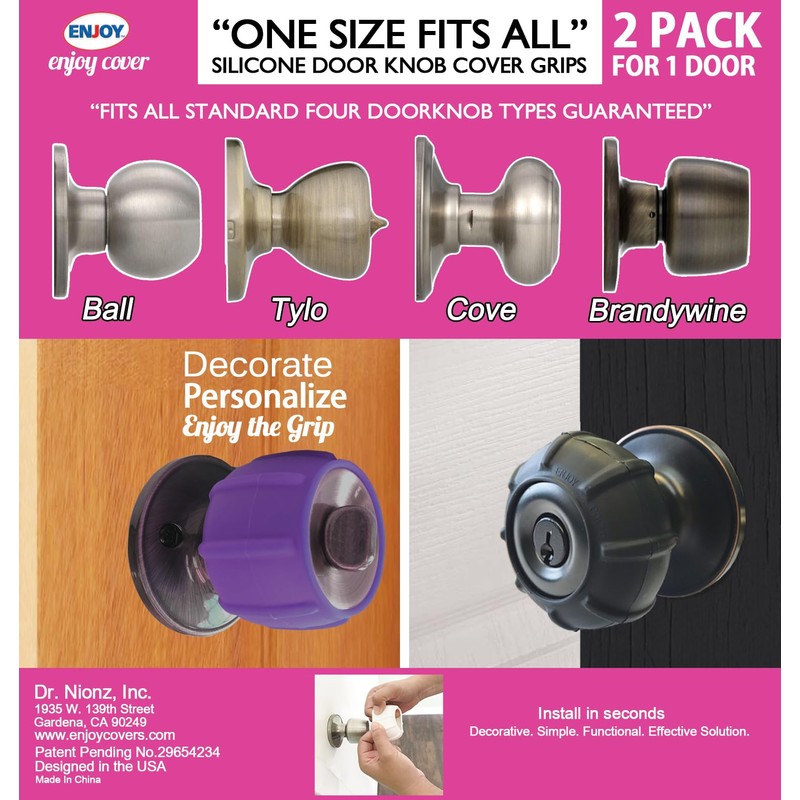 Enjoy Cover - 2 Pack Silicone Door knob Grips Maximum