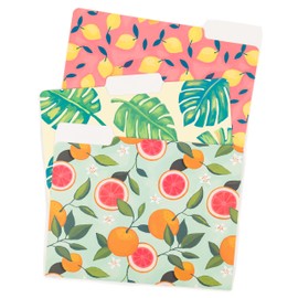 U Brands Fashion File Folders, 1/3-Cut Tabs in Assorted Positions, Letter Size, Office Supplies, 6 Count (Citrus Squeeze)
