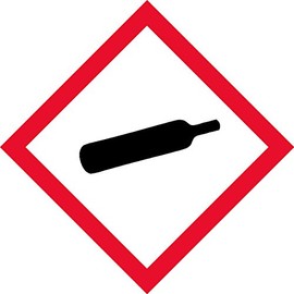 OSHA Compliant, GHS Gas Cylinder, Pictogram, Red Border, Black Symbol, Picto, White Base, Laminated, Safety Decal Label Vinyl Sticker, (2" x 2" (4 per))