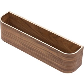 waveply Wooden Wall Mounted Display Caddy, Floating Shelf Organizer Rack, Wood Wall Pocket, Storage Basket Bin 17.7” Wide (Walnut)