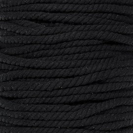 Super Soft 3 Strand Twisted Cotton Rope (Black, 5/8 Inch x 25 Feet)