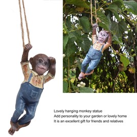 TOPINCN Swinging Monkey Outdoor Statue Ornament, Tree Hanging Sculpture Animal Figurines for Garden Lawn Patio Yard Porch Christmas Decoration