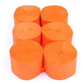 ANCLLO 6 Rolls 4.5cm x 25m Crepe Paper Party Streamers Backdrop Hanging Decorations for Birthday Party, Wedding and Festival Decorations (Orange)