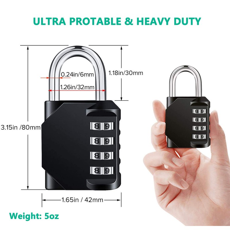 Combination Lock Resettable 4 Digit Padlock with Combination, AIHYTU Waterproof