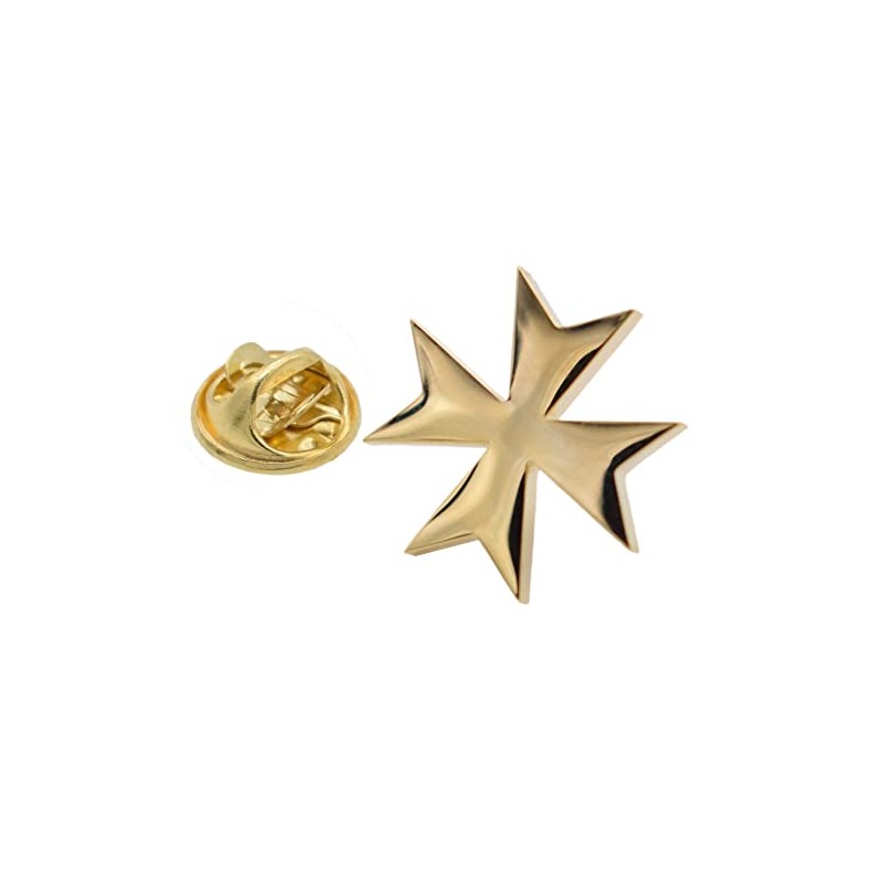Gold Plated Maltese Cross Style Lapel Pin Badge