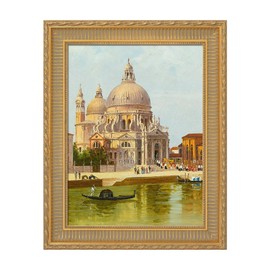 FOLKOR Antique Gold Canvas Frame for 9x12 Wedding Memorial Portraits Oil Paintings, No Back & Glass, 2.2" Wide Solid Wood Ornate Frame for Watercolor Landscape Abstract Artwork, New Home Wedding Gift