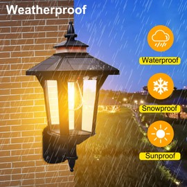 Kuniwa Solar Wall Lights Outdoor : Dusk to Dawn Solar Porch Ligh,3 Modes & Motion Sensor Waterproof Wall Sconce Lantern Lamp for Patio Garage Garden Barn Yard House, 2 Types of Wall Mount, 2 Pack