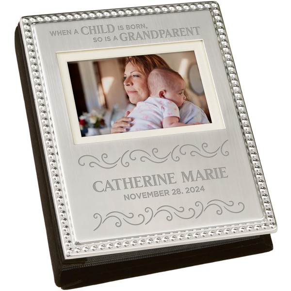 Personalization Universe A Grandparent Is Born Engraved Silver Beaded Mini