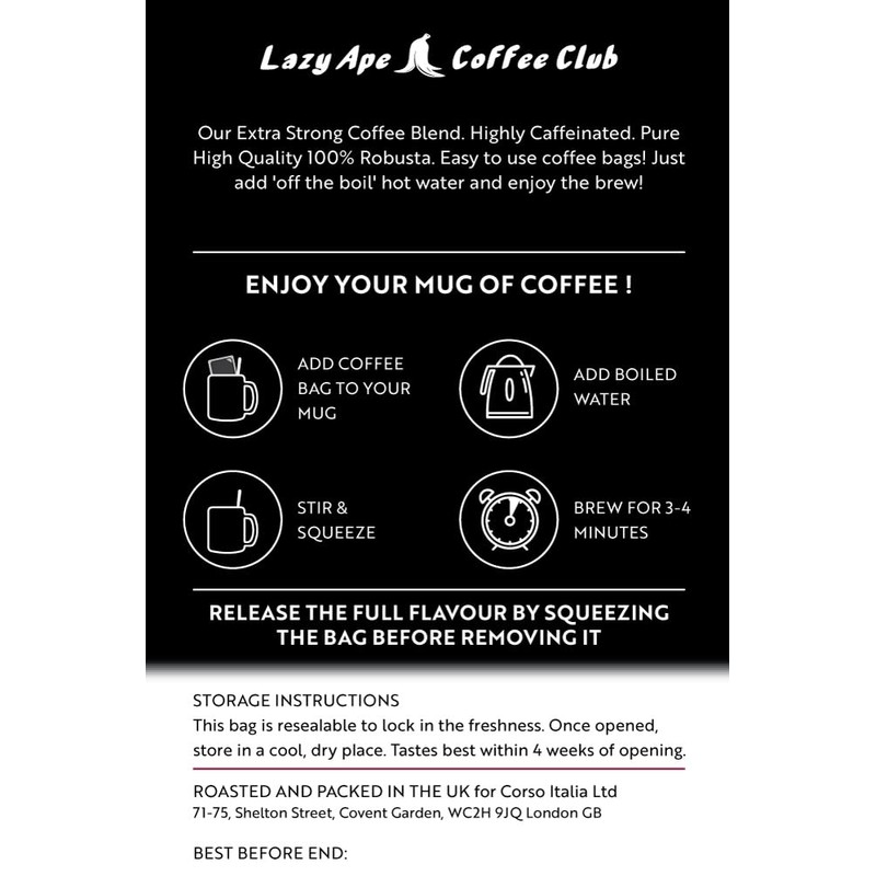 Lazy Ape Coffee Club - 50 Coffee Bags | EXTRA