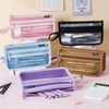 Four Candies Mesh Pencil Case with Handle and Zipper, blue,