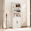 GAOMON Farmhouse Bookcases with Doors, 5 Tier Bookshelf with Storage,