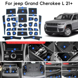 Auovo Center Console Mats Compatible with Grand Cherokee L Accessories 2021 2022 2023 2024 2025 Cup Holder Coasters Pads Door Liners Car Interior Decoration(31pcs/Set, Blue)