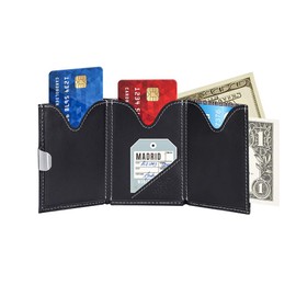 LLHLIULIHUA Minimalist Wallets for Men Slim Credit Card Holder Trifold Wallets-RFID Blocking and Cow Leather Case (Black)