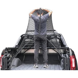 Highly Elastic Cargo Net, Simple Truck Bed Cargo Mesh Organizer, Suitable for Daily Light Loads of Trucks, 4'x4' Stretches to 7'x7' (Single Layer)