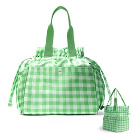 Lunch Bag Women Reusable Insulated Lunch Bag 11L Stain-Resistant, Large Capacity Lunch box for Women Perfect for Office Picnic Hiking:_Green check