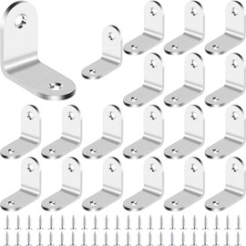 BGOBTY Angle Connector, Pack of 20 Stainless Steel Angle, Stainless Steel Angle, Metal Angle, 90 Degree L Shape Angle Metal Angle, for Mounting Angle Bracket, Furniture, Table, Chair, Bookshelf (30 x