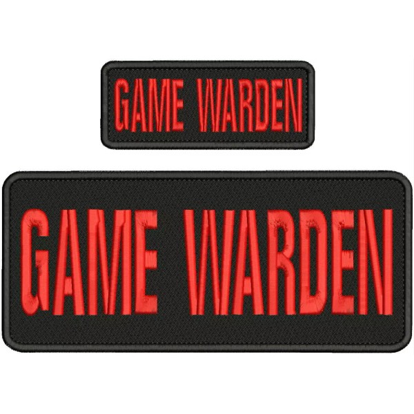 GAME WARDEN EMBROIDERY PATCH 4X10 AND 2X5 '' HOOK ON