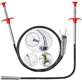 78 Inch+35 Inch Drain Clog Remover,Drain Snake Hair Drain Clog Remover Tool for Sewer, Toilet, Kitchen Sink Clogged Drains Cleaning Tool,Flexible Grabber Claw Pick Up Reacher Tool (2PCS)