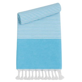 Heré Mood 100% Recycled Cotton Hammam Towel - 90 x 170 cm Beach Towel, Sauna Towel, Bath Towel, Absorbent & Quick Drying Sauna Towel, Set of 1/2, Prewashed, Large and Light (1, Turquoise)