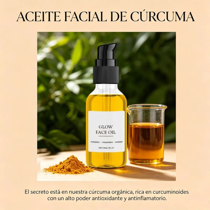 Aceite Facial Glow Con Cúrcuma Natural Cúrcuma Manzanilla